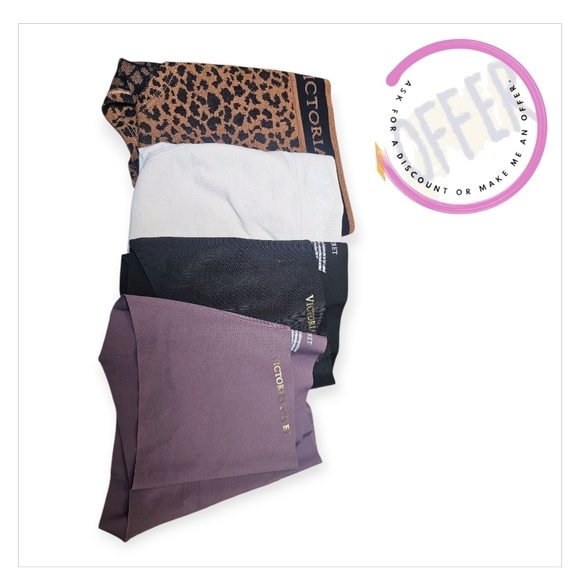 NEW (4 PACK Victoria's Secret) 1 Leopard and 3 Solid Panty Collection. NEW - Picture 1 of 7